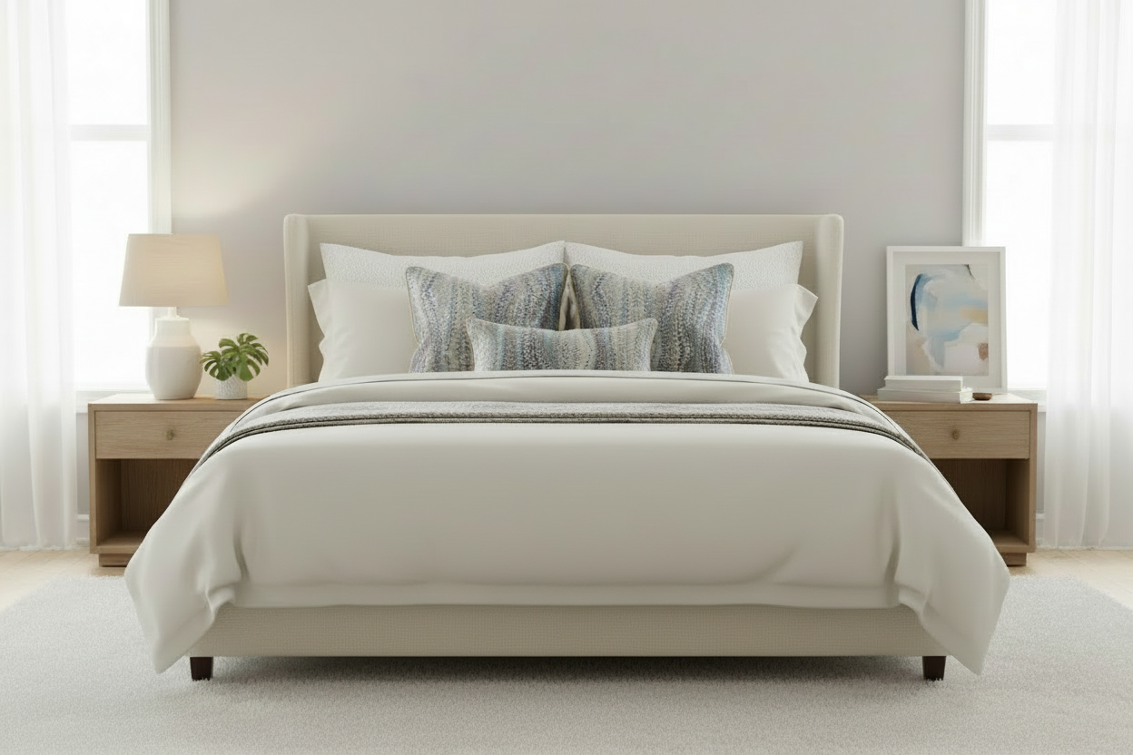 Bedroom with pillows on bed only